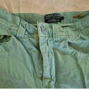 Point Zero, Green Capris Women with Retro Buttons, Pre Ownen Excellent Casual